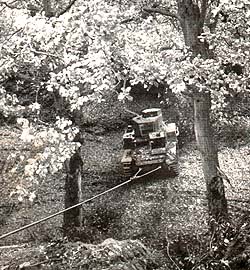 recovering a Stuart tank up a steep slope
