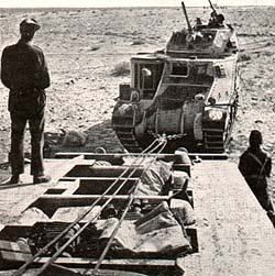 General Grant tank about to mount Scammel Transporter